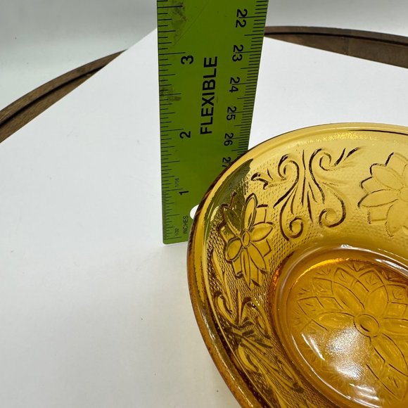Indiana Glass Tiara Glass Serving Bowl Daisy Pattern Vintage Amber Brown Flower - Picture 11 of 11